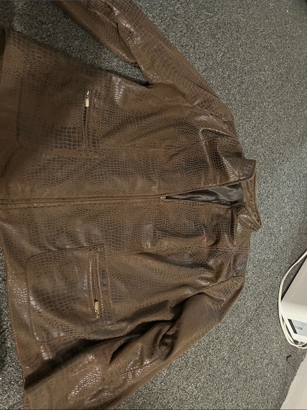 Element Women's Brown Croc-Embossed Bomber Jacket